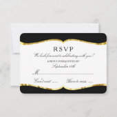UAWG Black Gold Damask Elegantes Hochzeitsempfang Einladung (Rückseite)
