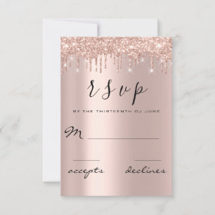 UAWG Black Rose Gold Glitzer Tropfen Lux RSVP Karte