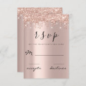 UAWG Black Rose Gold Glitzer Tropfen Lux RSVP Karte (Vorne/Hinten)