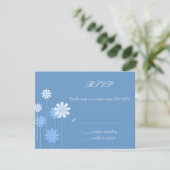 UAWG - Blue Daisy Wedding Response Card RSVP Karte (Stehend Vorderseite)
