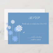 UAWG - Blue Daisy Wedding Response Card RSVP Karte (Vorne/Hinten)