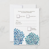 UAWG Blue Watercolor Dahlias Wedding Card RSVP Karte (Rückseite)