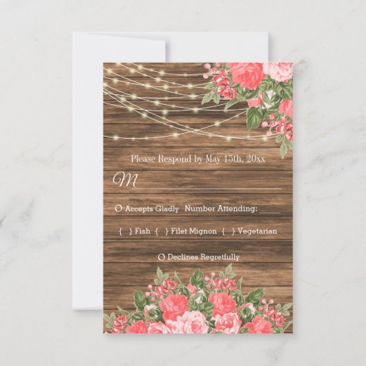 UAWG - Blume aus Holz, Laternen und Korallen RSVP Karte (Rückseite)