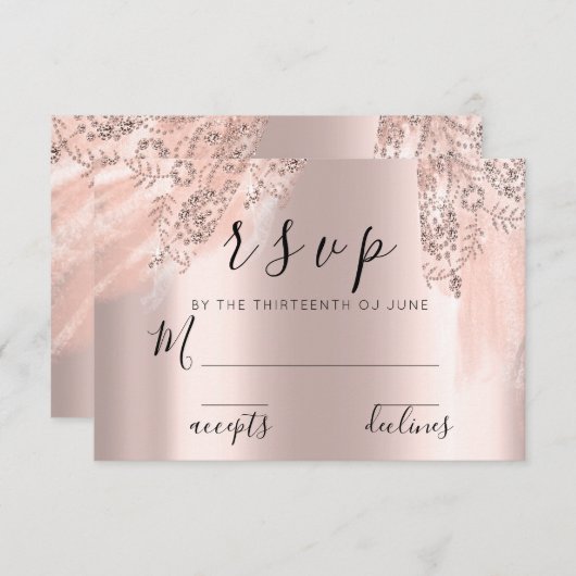 UAWG Blush Sweet 16. Dress Brautparty Rose RSVP Karte (Vorne/Hinten)