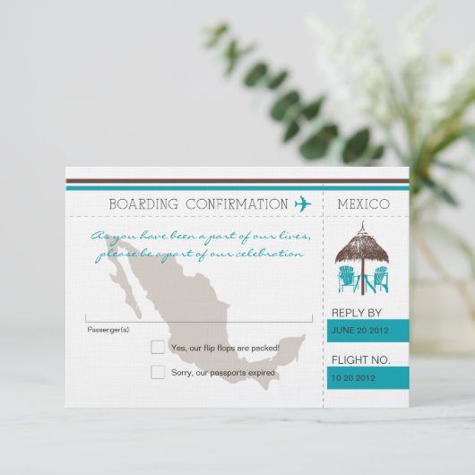 UAWG Boarding nach Mexiko RSVP Karte (Stehend Vorderseite)