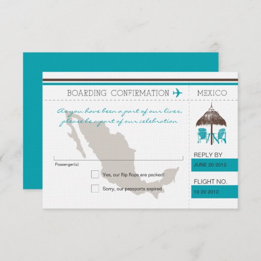 UAWG Boarding nach Mexiko RSVP Karte (Vorne/Hinten)