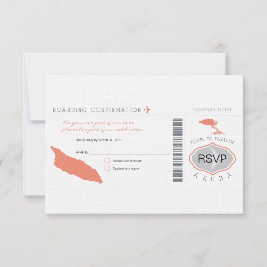 UAWG Boarding Pass auf Aruba RSVP Karte (Vorderseite)