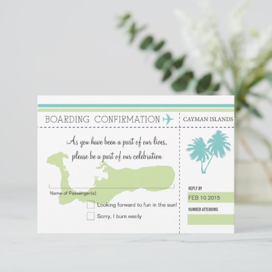 UAWG Boarding Pass auf CAYMAN INSELN RSVP Karte (Stehend Vorderseite)