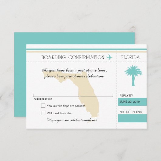 UAWG Boarding Pass auf Florida Ozean RSVP Karte (Vorne/Hinten)