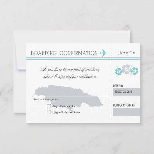UAWG Boarding Pass auf JAMAICA RSVP Karte (Vorderseite)