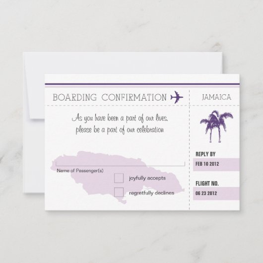 UAWG Boarding Pass auf JAMAICA RSVP Karte (Vorderseite)
