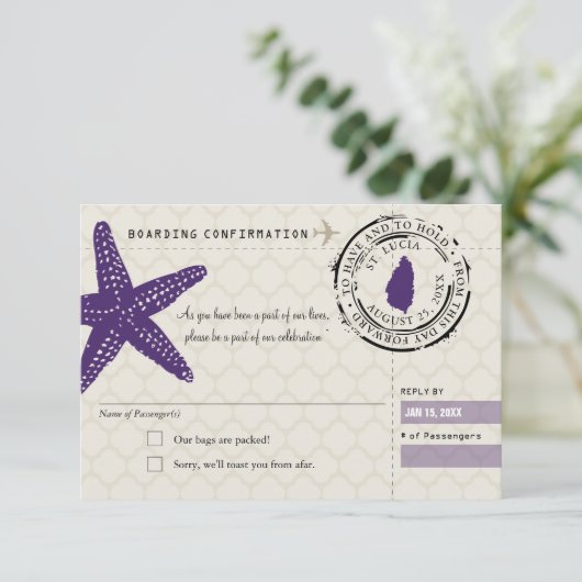 UAWG Boarding Pass auf St. Lucia Einladung (Stehend Vorderseite)