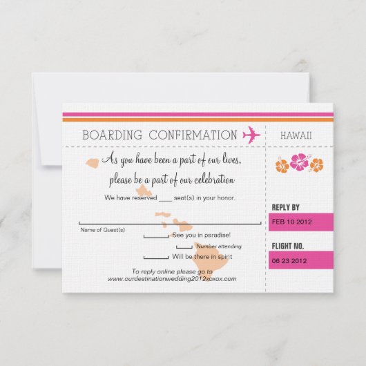 UAWG Boarding Pass bis Hawaii Einladung (Vorderseite)