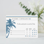 UAWG Boarding Pass - Florida Blue & Creme Einladung (Stehend Vorderseite)