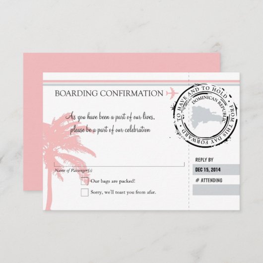 UAWG-Boarding-Pass für die Dominikanische Republik Einladung (Vorne/Hinten)