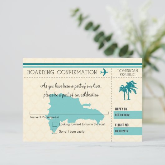 UAWG-Boarding-Pass für die Dominikanische Republik RSVP Karte (Stehend Vorderseite)