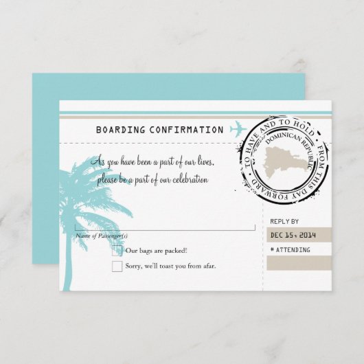 UAWG-Boarding-Pass für die Dominikanische Republik RSVP Karte (Vorne/Hinten)