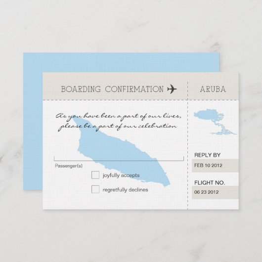UAWG Boarding Pass to Aruba RSVP Karte (Vorne/Hinten)