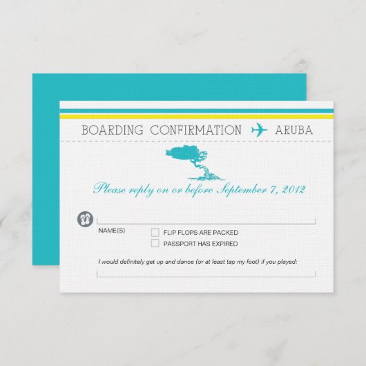 UAWG Boarding Pass to Aruba RSVP Karte (Vorne/Hinten)