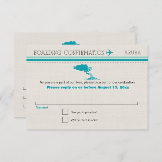 UAWG Boarding Pass to Aruba RSVP Karte (Vorne/Hinten)