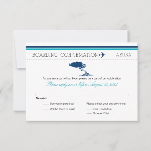 UAWG Boarding Pass to Aruba RSVP Karte (Vorderseite)