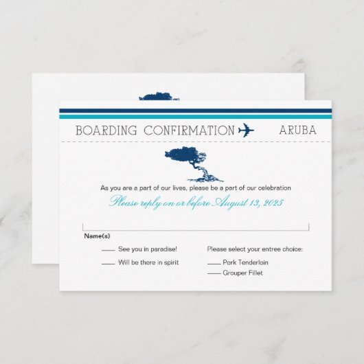 UAWG Boarding Pass to Aruba RSVP Karte (Vorne/Hinten)