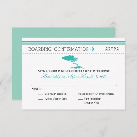 UAWG Boarding Pass to Aruba RSVP Karte (Vorne/Hinten)