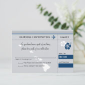 UAWG Boarding Pass to HAWAII Grau und Blau RSVP Karte (Stehend Vorderseite)
