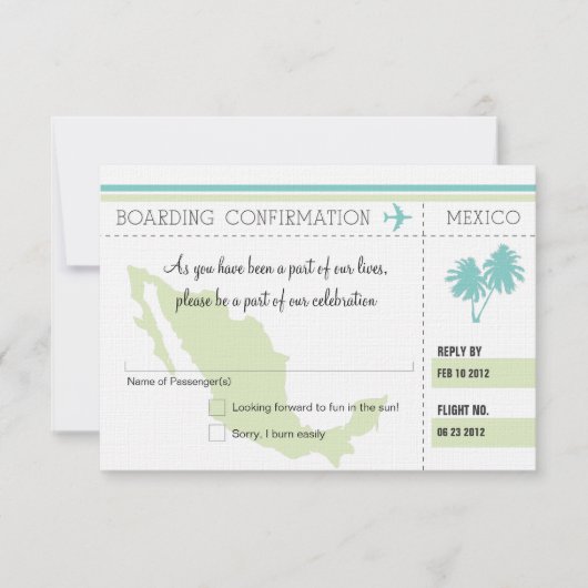UAWG Boarding Pass TO MEXICO RSVP Karte (Vorderseite)