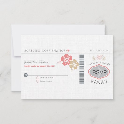 UAWG Boarding Pass Wedding RSVP Karte (Vorderseite)