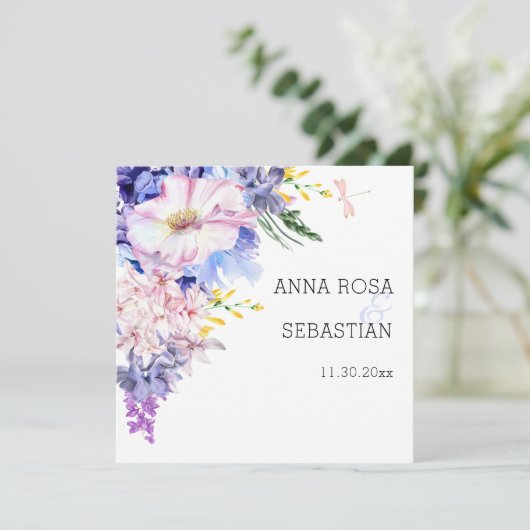 *~* UAWG Boho Blume AR12 QR Hochzeit Einladung (Stehend Vorderseite)