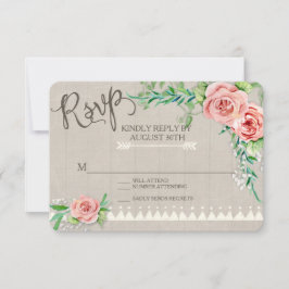 UAWG BOHO Blume Peony Babys Breath Wood Wedding RSVP Karte
