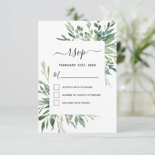 UAWG Botanische Hochzeit im Grünen Foliage Einladung (Stehend Vorderseite)