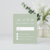 UAWG Budget Sage Green Calligraphy Response Card (Stehend Vorderseite)