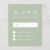 UAWG Budget Sage Green Calligraphy Response Card (Vorderseite)