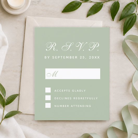UAWG Budget Sage Green Calligraphy Response Card