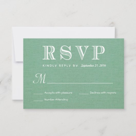 UAWG Burlap Mint Green Rustic Wedding Antwort (Vorderseite)