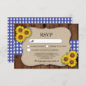 UAWG Burlap Wedding Wood Rustic Blue Karo Cards RSVP Karte (Vorne/Hinten)