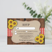 UAWG Burlap Wedding Wood Rustic Red Karo Cards RSVP Karte (Stehend Vorderseite)