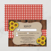 UAWG Burlap Wedding Wood Rustic Red Karo Cards RSVP Karte (Vorne/Hinten)