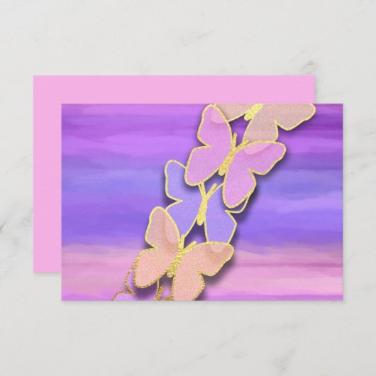 UAWG Butterfly Rosa Lila Farbe Einladung (Vorne/Hinten)