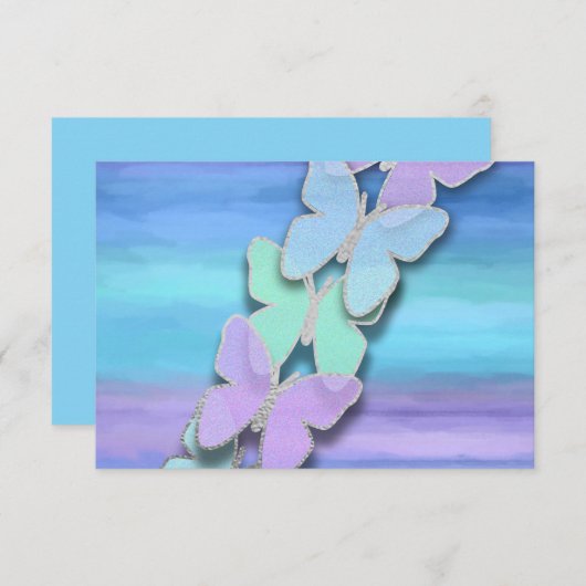 UAWG Butterfly Türkis Lila Wasserfarbe Einladung (Vorne/Hinten)