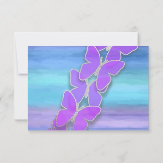 UAWG Butterfly Türkis Lila Wasserfarbe Einladung (Vorderseite)