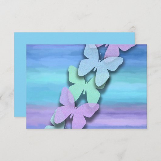 UAWG Butterfly Türkis Lila Wasserfarbe Einladung (Vorne/Hinten)