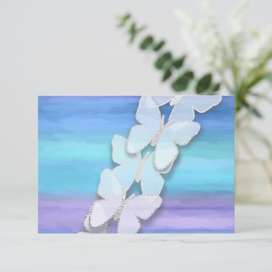 UAWG Butterfly Türkis Lila Wasserfarbe Einladung (Stehend Vorderseite)