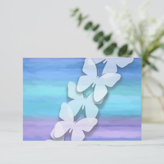 UAWG Butterfly Türkis Lila Wasserfarbe Einladung (Stehend Vorderseite)