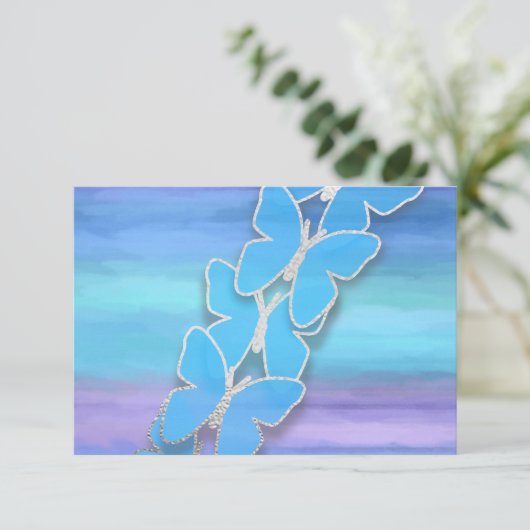 UAWG Butterfly Türkis Lila Wasserfarbe Einladung (Stehend Vorderseite)