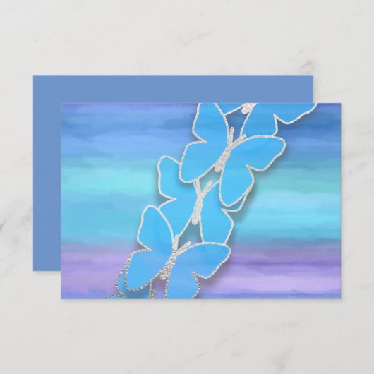 UAWG Butterfly Türkis Lila Wasserfarbe Einladung (Vorne/Hinten)