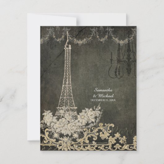 UAWG Chalk Vintag Paris Pariser Hochzeit RSVP Karte (Vorderseite)