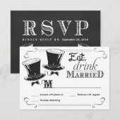 UAWG Chalkboard Gay Wedding Top Hats RSVP Karte (Vorne/Hinten)